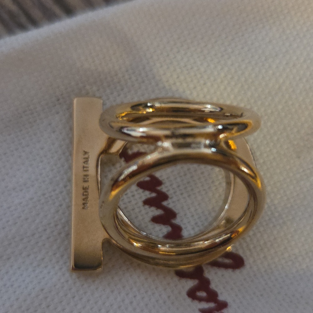 Salvatore Ferragamo Scarf Ring With Box And Dust Bag Gold Buckle with Pouch - Picture 5 of 16